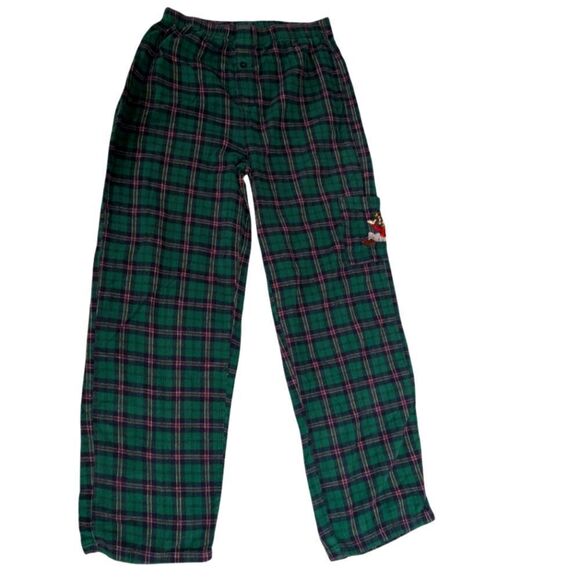 Disney green plaid flannel embroidered goofy pajama pants size small - Picture 5 of 5